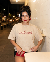 Lifestyle editorial photo — Malcriada Vintage Washed Oversized T-Shirt, Apricot