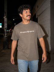 Lifestyle editorial photo — Mi Esposa Dijo Que No T-Shirt, Faded Black