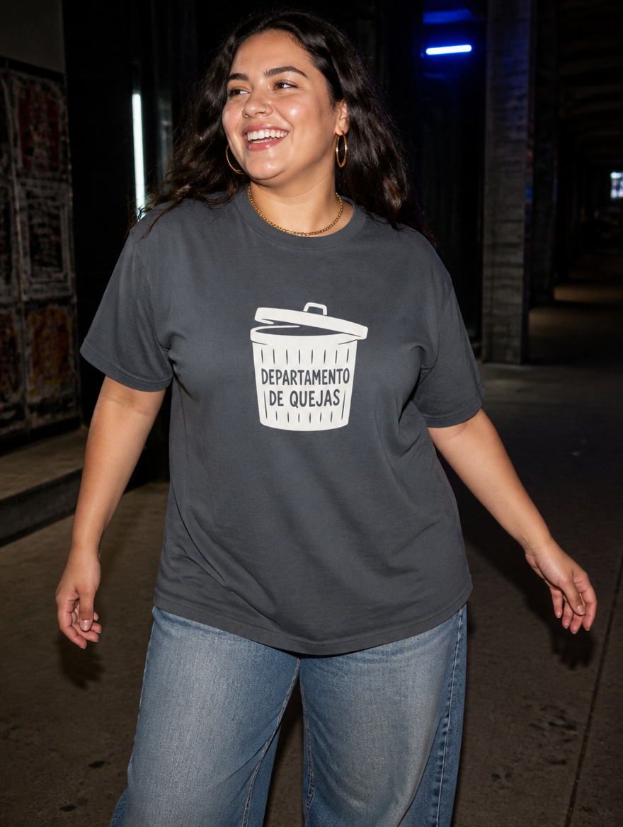 Lifestyle editorial photo — Departamento de Quejas T-Shirt, Faded Navy