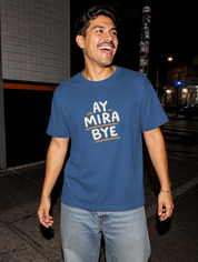 Lifestyle editorial photo — Ay Mira, Bye T-Shirt, Faded Navy