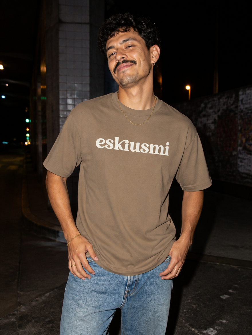 Lifestyle editorial photo — Eskiusmi T-Shirt, Faded Army