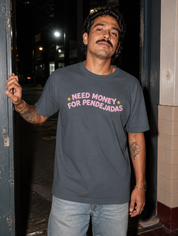 Lifestyle editorial photo — Need Money for Pendejadas T-Shirt, Faded Navy