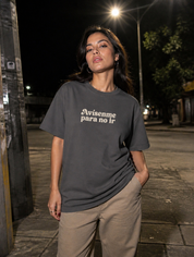 Lifestyle editorial photo — Avísenme Para No Ir T-Shirt, Faded Brown
