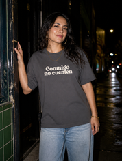 Lifestyle editorial photo — Conmigo No Cuenten T-Shirt, Faded Black
