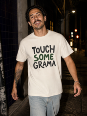 Lifestyle editorial photo — Touch Some Grama T-Shirt, Faded Cream