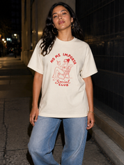 Lifestyle editorial photo — No Me Importa Social Club T-Shirt, Faded Cream