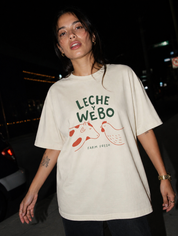 Lifestyle editorial photo — Leche y Webo T-Shirt, Faded Cream